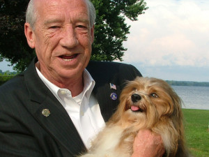 Lokkei, our Havanese dog, meets Mayor Wayne Dougherty, Havre de Grace - Lokkei's home town.